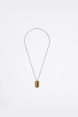River Island Mens Tigerseye Pendant Necklace