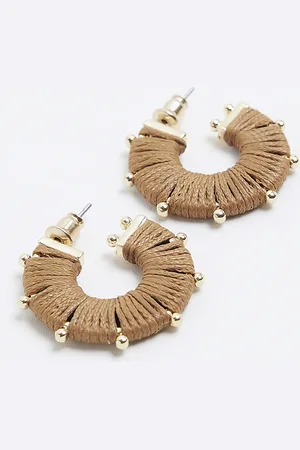 River Island Womens Thread Wrap Hoop Earrings