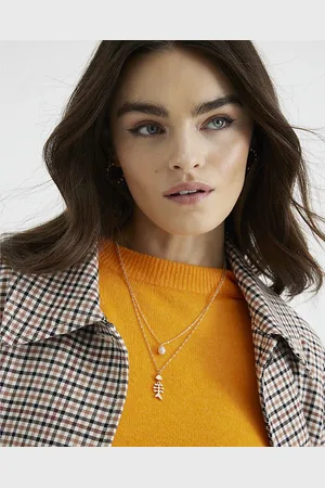 River Island Womens Layered Fish Pearl Necklace