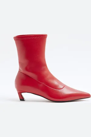 River Island Womens Slanted Kitten Heel Sock Boots