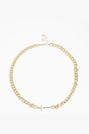 River Island Mens Cross Chain Necklace