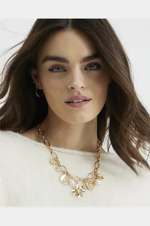 River Island Womens Floral Charm Necklace
