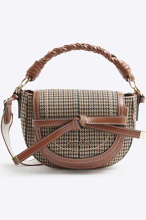 River Island Womens Check Saddle Cross Body Bag