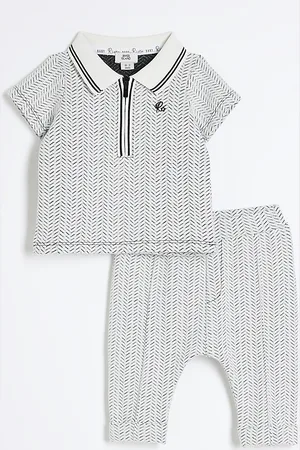 River Island Baby Boys Mono Textured Shirt Set