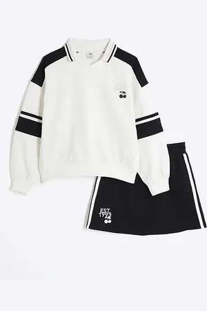 River Island Girls Collar Sweatshirt And Skirt Set