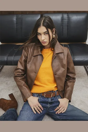 River Island Womens Faux Leather Button Up Jacket