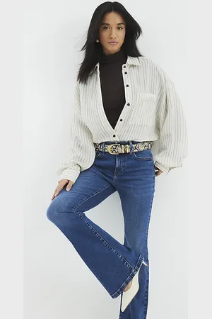 River Island Womens Petite Denim Mid Rise Bootcut Jeans