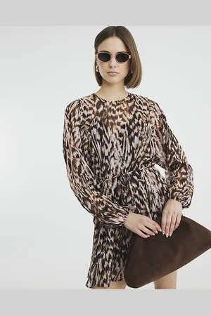 River Island Womens Abstract Print Belted Mini Dress