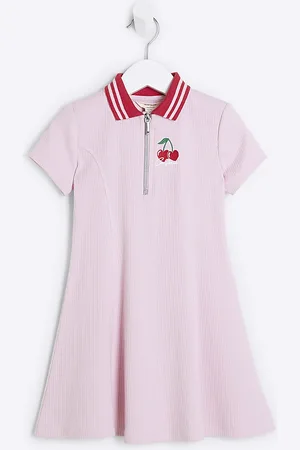 River Island Mini Girls Ribbed Cherry Zip Dress