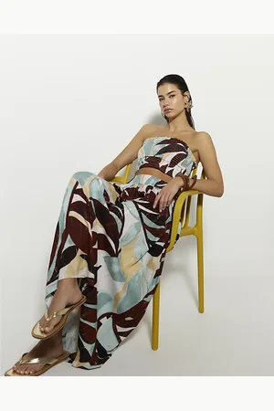 River Island Womens Leaf Print Maxi Skirt