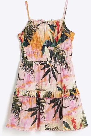 River Island Girls Floral Tiered Mini Beach Dress