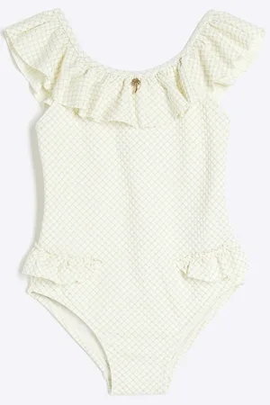 River Island Mini Girls Glitter Frilled Swimsuit