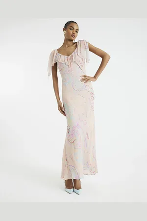 River Island Womens Sleeveless Ruffle Embellished Maxi Dress