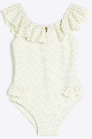 River Island Mini Girls Glitter Frilled Swimsuit