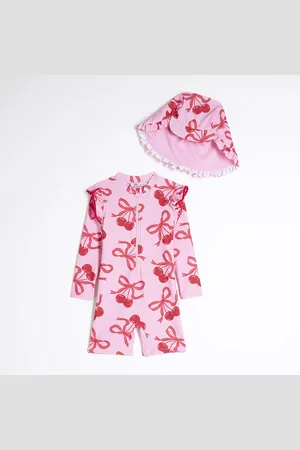 River Island Mini Girls Cherry Swim Rashsuit Set