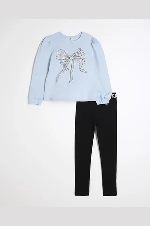 River Island Girls Bow Sweatshirt And Leggings Set