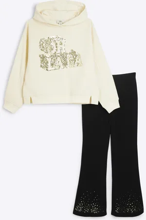 River Island Girls Sequin Oh La La Hoodie Set