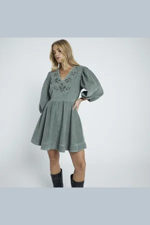River Island Womens Corduroy Cutwork Mini Skater Dress