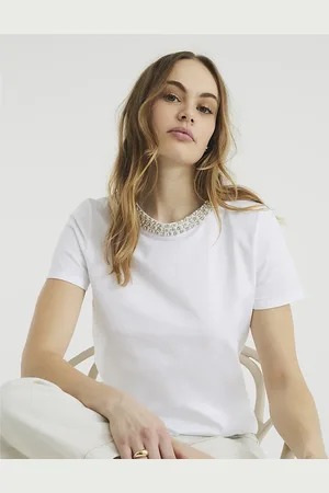 River Island Womens Short Sleeve Necklace Trim T-Shirt