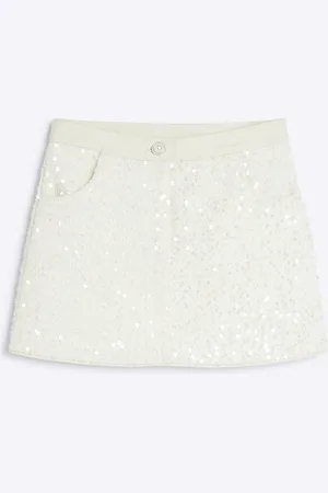 River Island Girls Sequin Twill Skirt