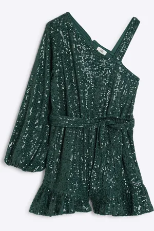 River Island Girls Sequin One Shoulder Playsuit