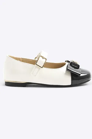 River Island Mini Girls Monochrome Bow Ballet Shoes