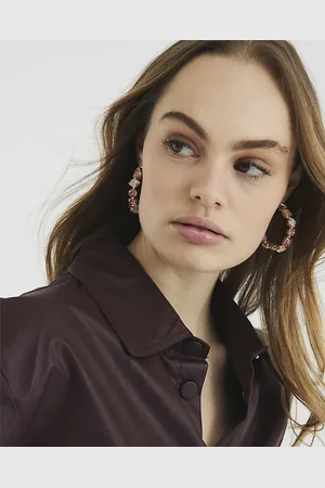 River Island Womens Pastel Crystal Hoop Earrings