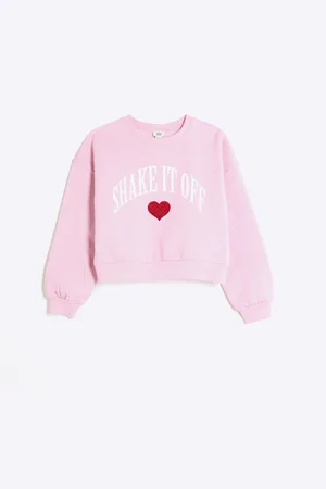 River Island Girls Glitter Heart Sweatshirt