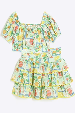 River Island Girls Lemon Rara Skirt Set