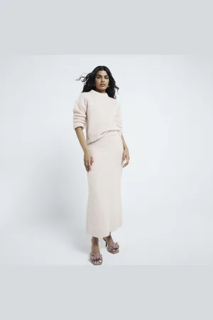 River Island Womens Petite Fluffy Knit Maxi Skirt