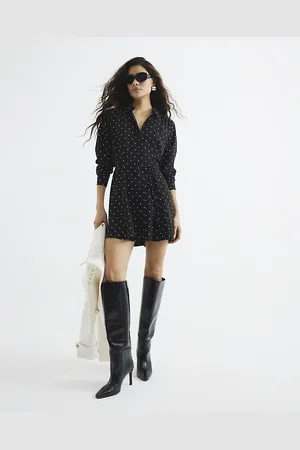 River Island Womens Long Sleeve Spot Mini Shirt Dress