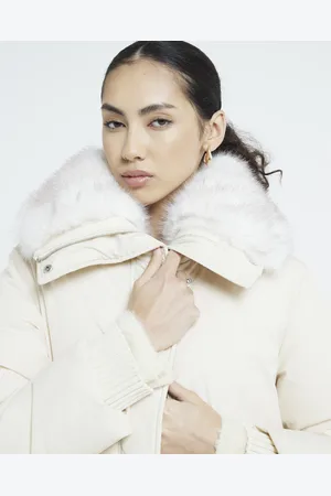 River Island Womens Faux Fur Collar Puffer Jacket