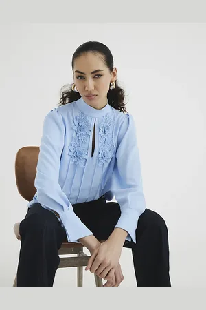 River Island Womens Long Sleeve Floral Applique Blouse