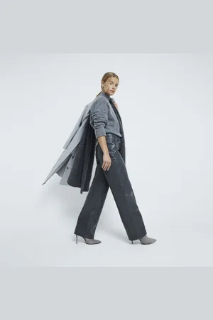 River Island Womens Faux Leather Straight Leg Trousers