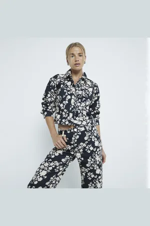 River Island Womens Floral Denim Jacket