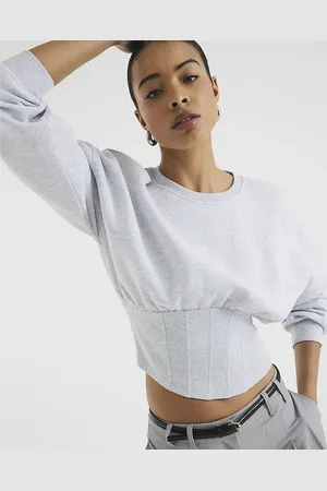 River Island Womens Long Sleeve Corset Hem Sweatshirt