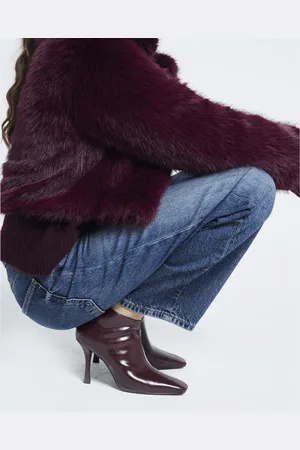 River Island Womens Square Toe Heeled Ankle Boots