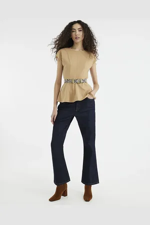 River Island Womens Short Sleeve Panel Peplum Top