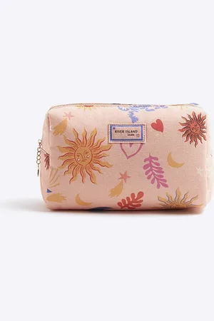 River Island Womens Canvas Sun And Moon Make Up Bag