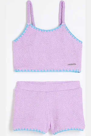 River Island Mini Girls Textured Bikini Top Set