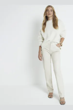 River Island Womens Faux Leather Straight Leg Trousers