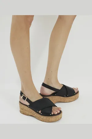 River Island Womens Cross Strap Sling Back Wedge Sandals