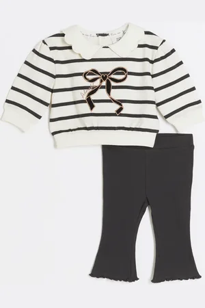 River Island Baby Girls Stripe Bow Sweatshirt Set