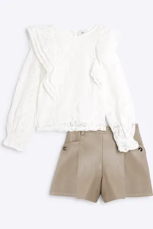 River Island Girls Lace Blouse And Short Set