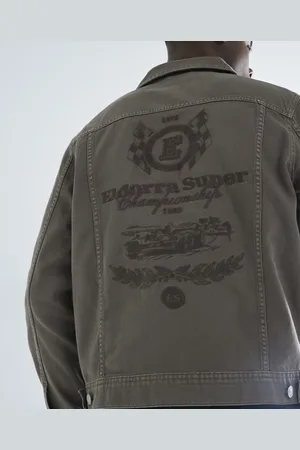 River Island Mens Denim Embroidered Jacket