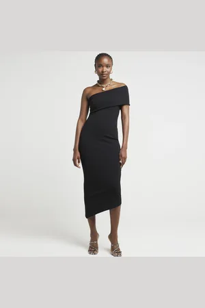 River Island Womens Asymmetric Bodycon Midi Dress