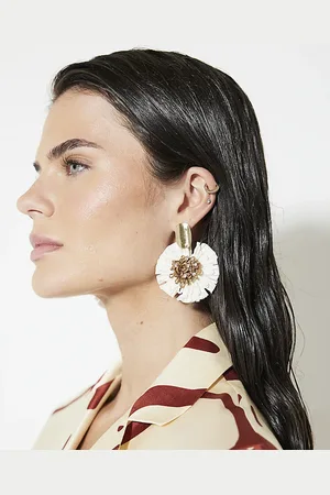 River Island Womens Raffia Flower Earrings