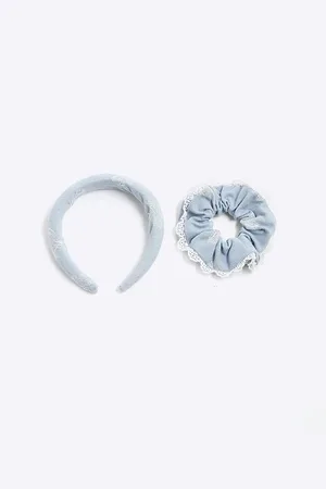 River Island Denim Headband And Scrunchie Set