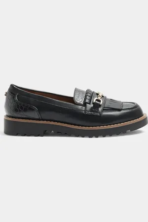 River Island Womens Wide Fit Croc Embossed Fringe Loafers