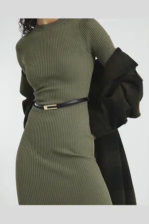 River Island Womens Short Sleeve Belted Midi Jumper Dress